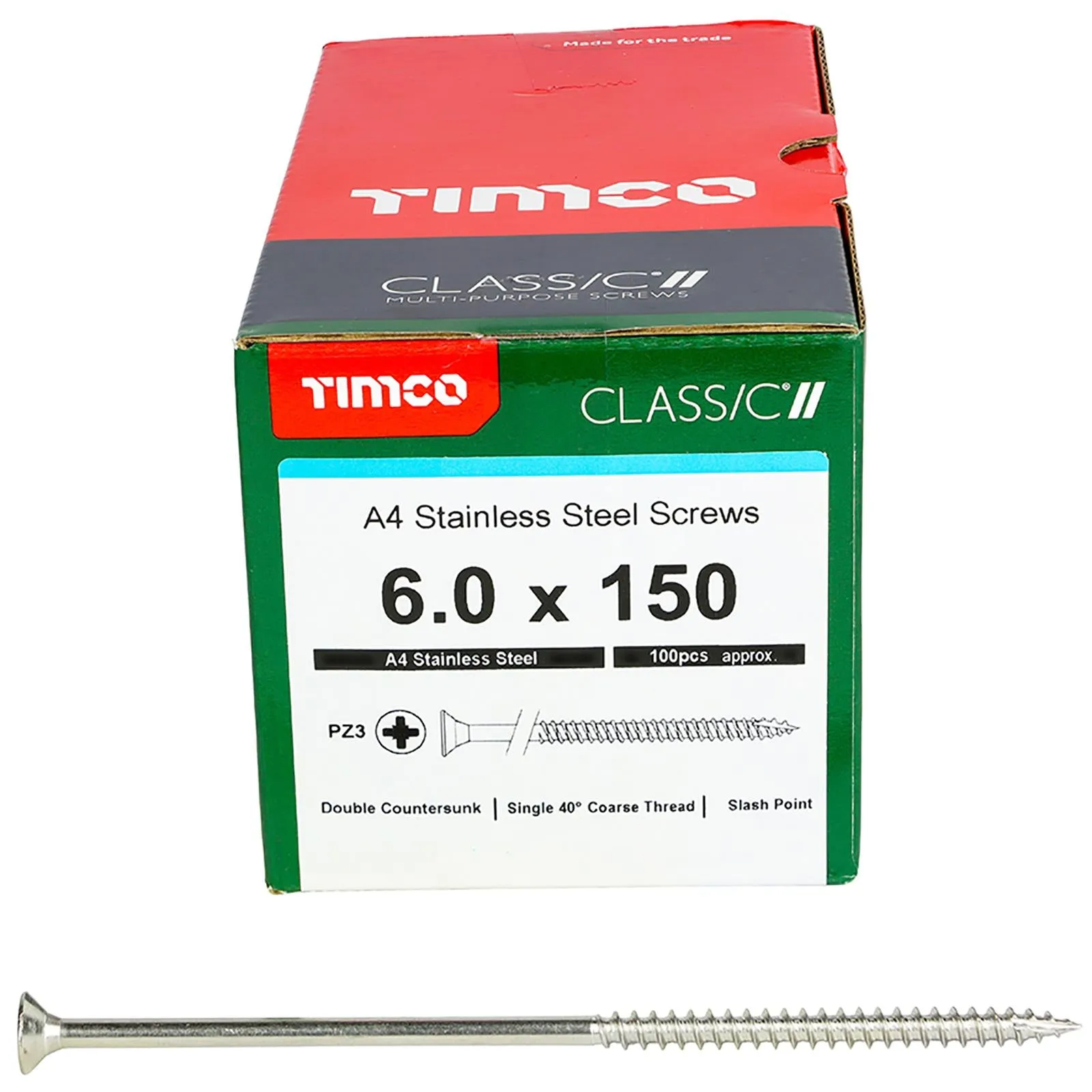 TIMCO Classic Wood Screw A4 Stainless Steel Countersunk Multi Purpose