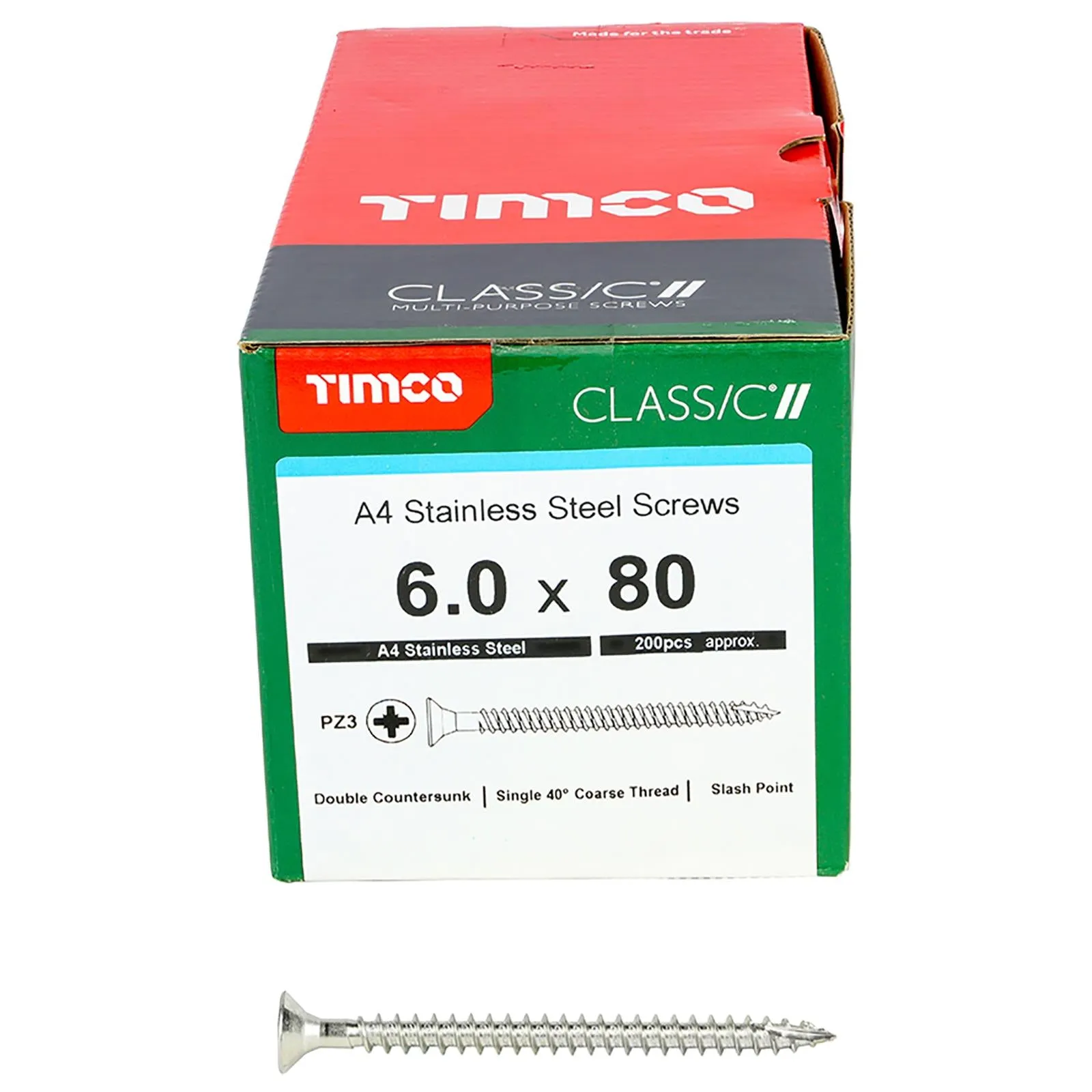 TIMCO Classic Wood Screw A4 Stainless Steel Countersunk Multi Purpose