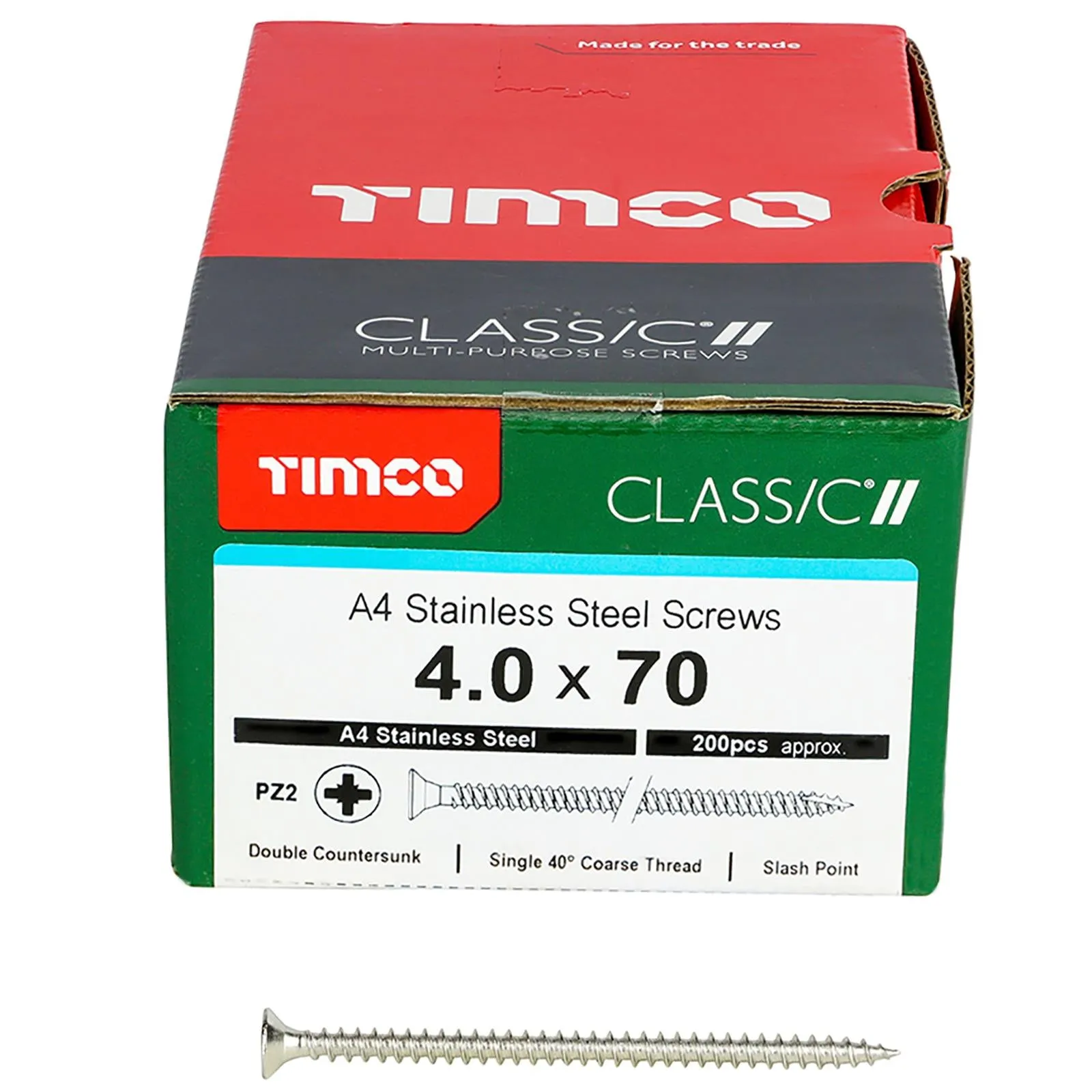 TIMCO Classic Wood Screw A4 Stainless Steel Countersunk Multi Purpose