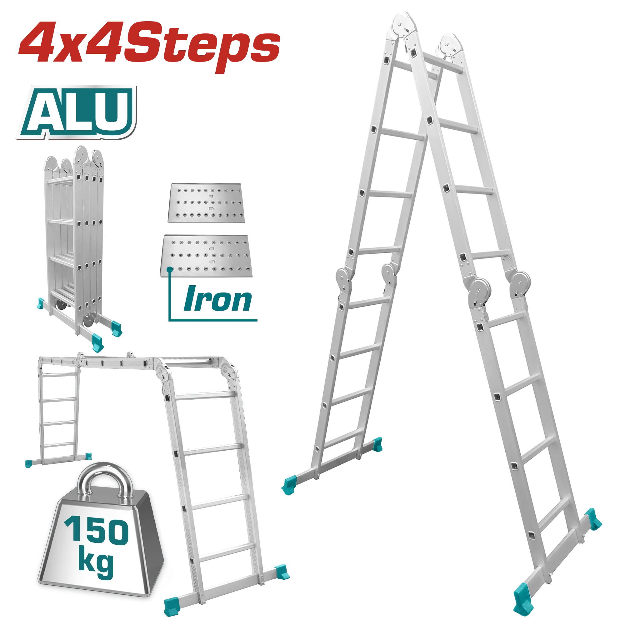 Total Multi-Purpose Aluminum Ladder 4x4 - THLAD04441