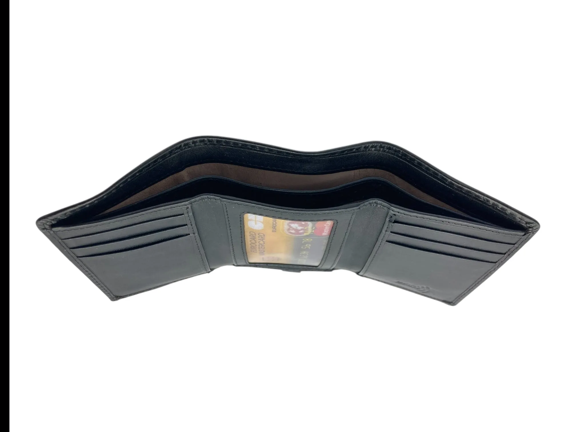 Trifold Wallet RFID Slim Wallets 10 Card Double Stitch # 1508 [Elastic]
