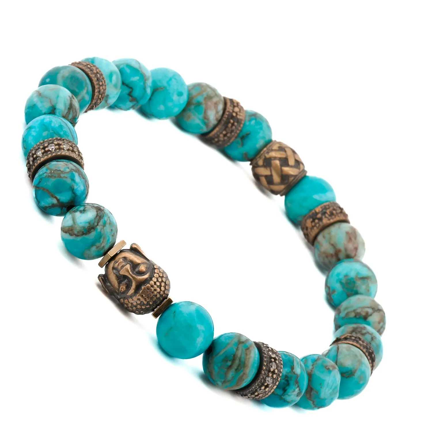 Turquoise Stone & Buddha Bead Hope Bracelet
