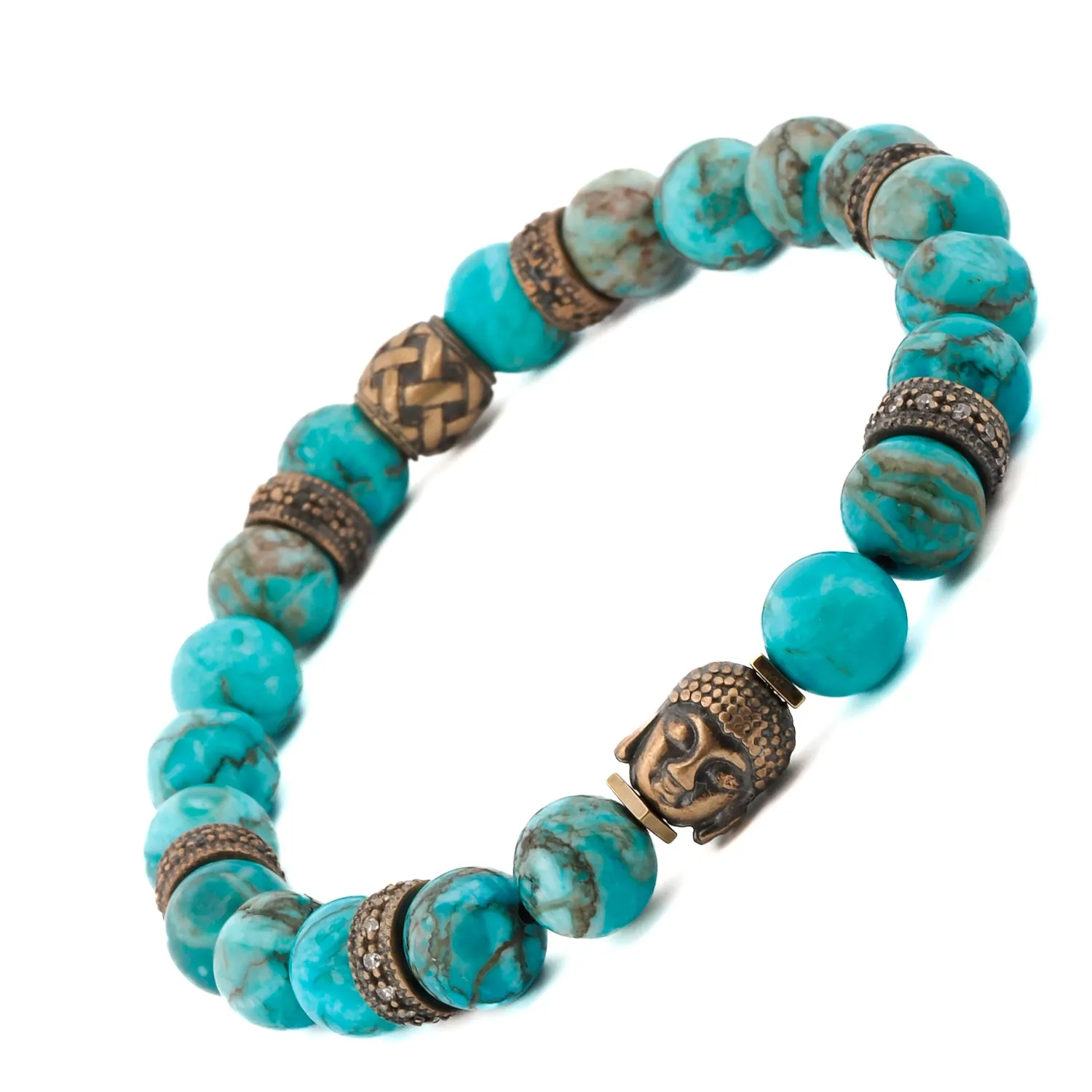 Turquoise Stone & Buddha Bead Hope Bracelet