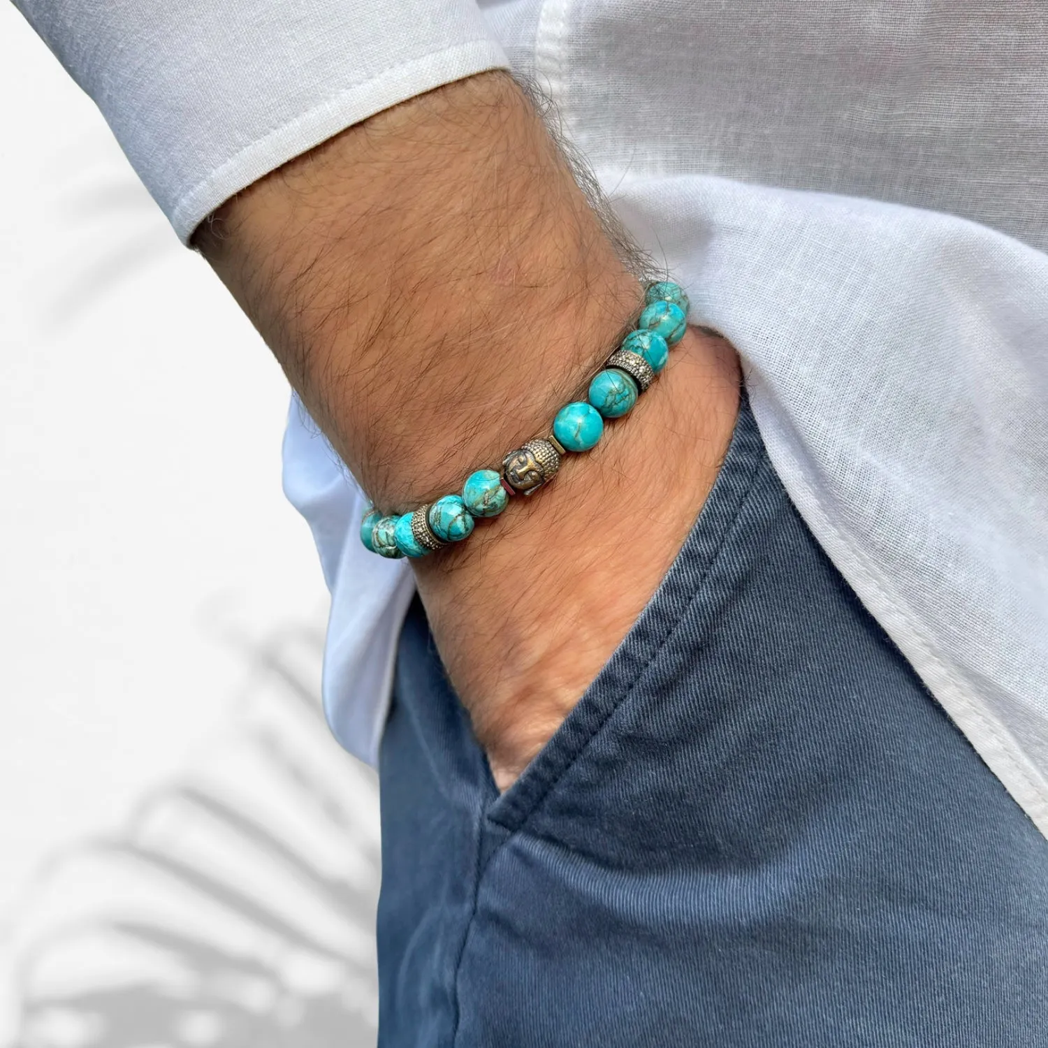 Turquoise Stone & Buddha Bead Hope Bracelet