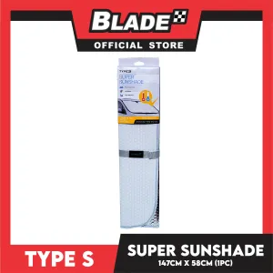 Type S Super Sunshade 147cm x 58cm Form Fitting Design, UV Blocker And Ultra Reflective 1pc T12510