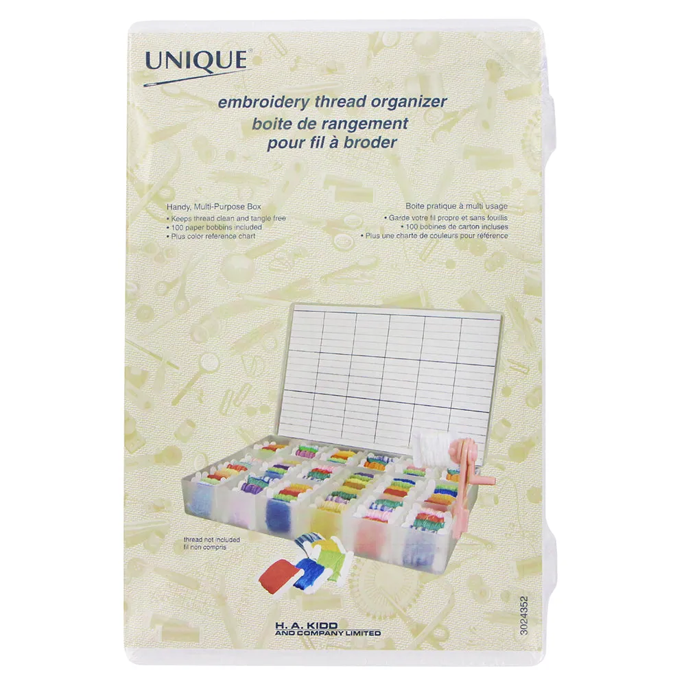 UNIQUE Large Floss Box with 100 Card Bobbins