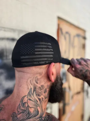 USA FLAG BLACK SIDE STYLE FLEXFIT COTTON HAT