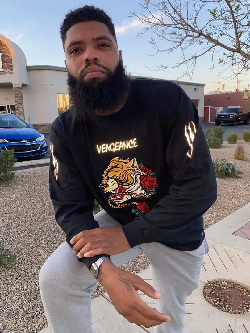 Vengeance/No Mercy Tiger | Black Long Sleeve Tee