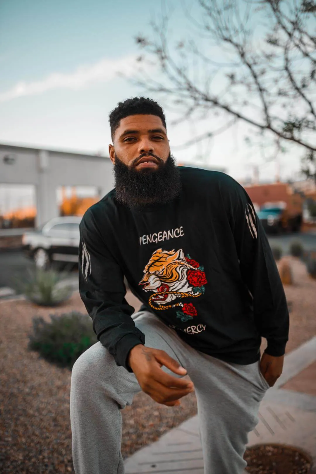 Vengeance/No Mercy Tiger | Black Long Sleeve Tee
