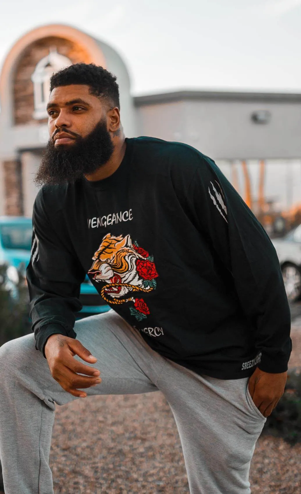 Vengeance/No Mercy Tiger | Black Long Sleeve Tee
