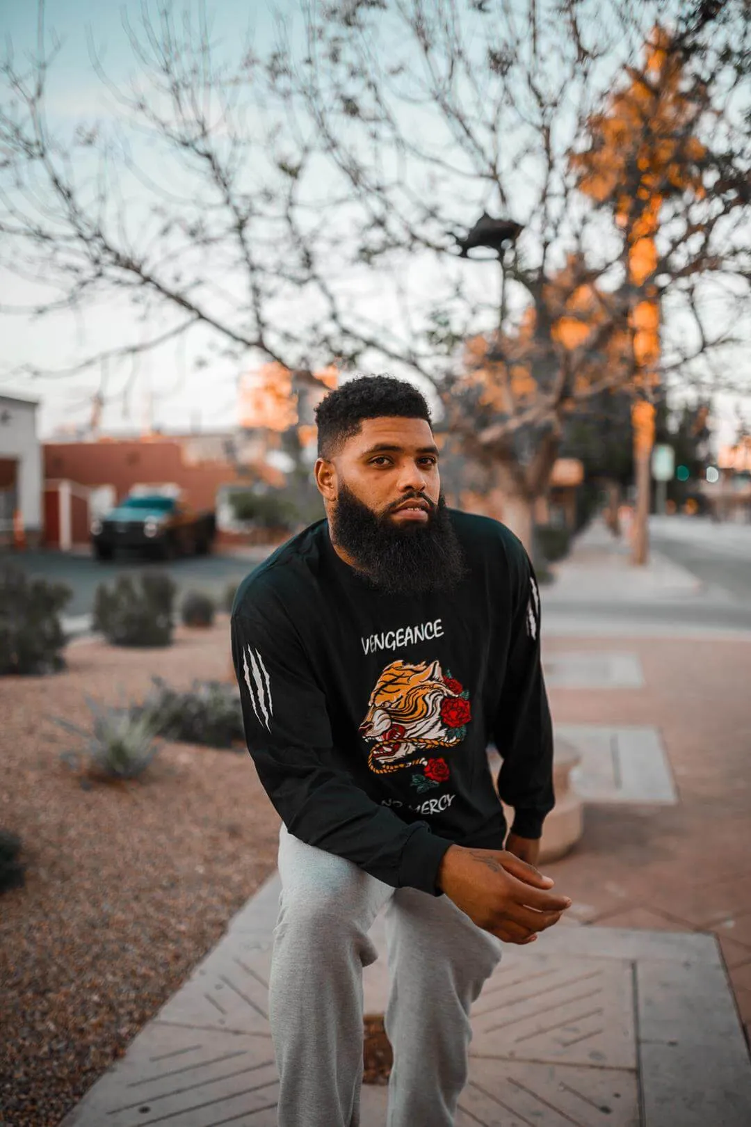 Vengeance/No Mercy Tiger | Black Long Sleeve Tee