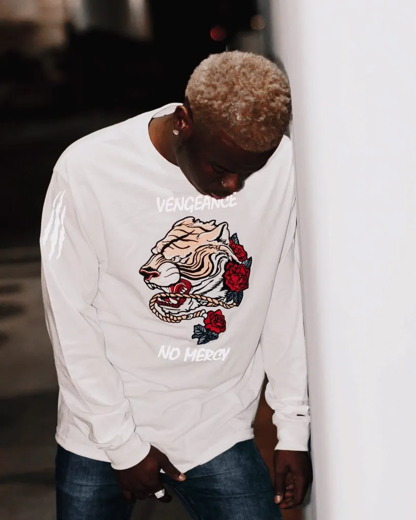 Vengeance/No Mercy Tiger | White Long Sleeve Tee