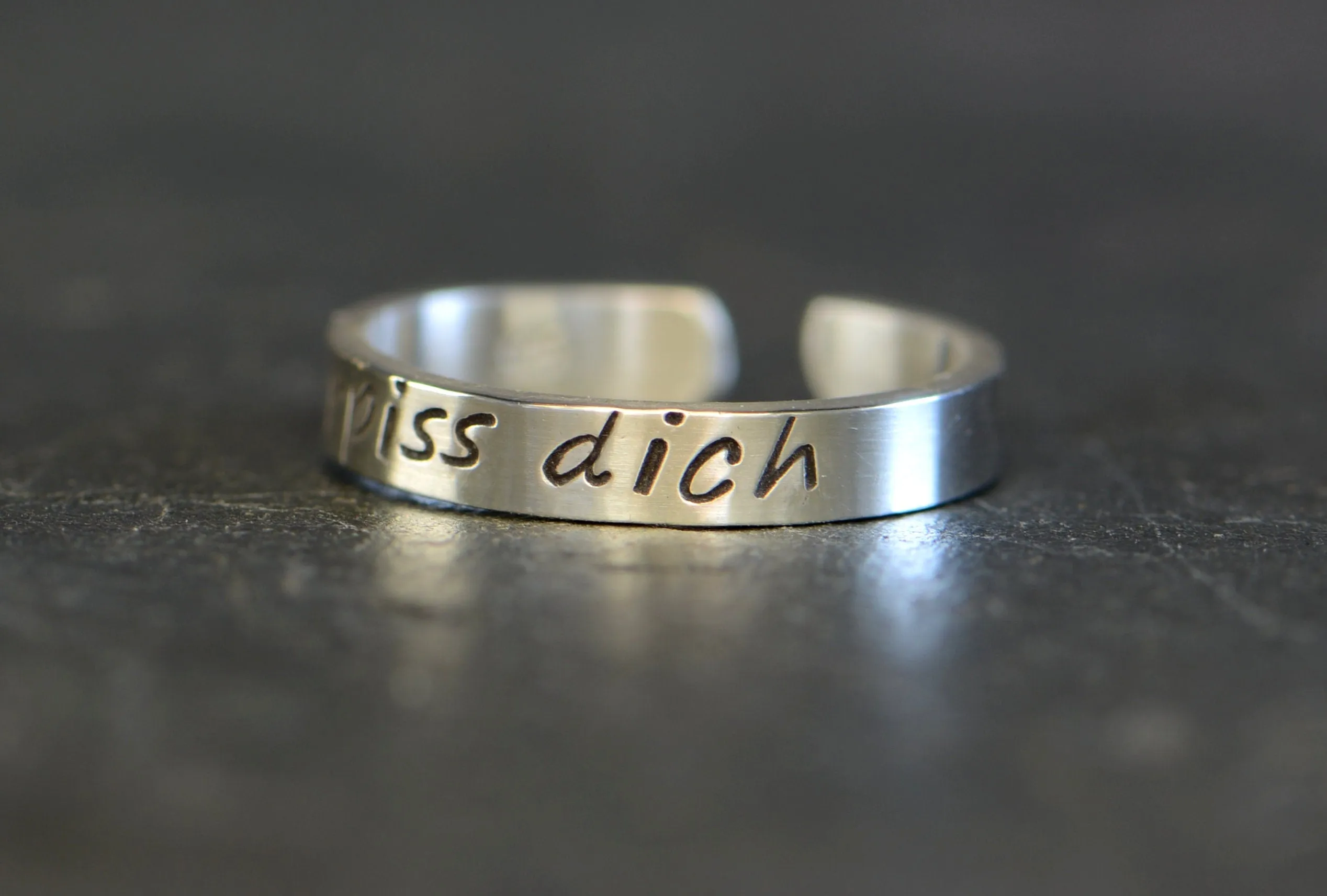 Verpiss Dich Toe Ring in Sterling Silver – Go “Piss Off" German Ring