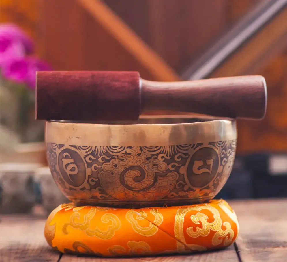 Vibrational Healing Fire and Mantra Etched Singing Bowl
