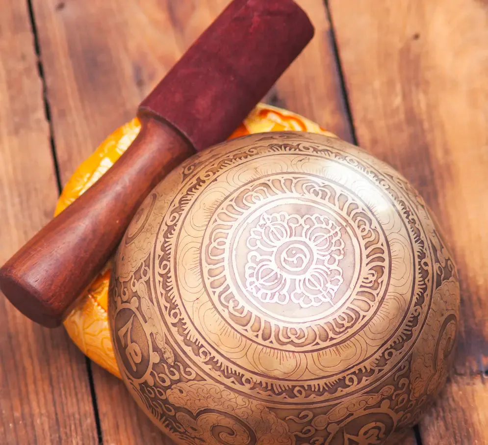 Vibrational Healing Fire and Mantra Etched Singing Bowl