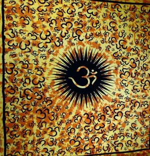 Yellow Om Echoes Tapestry