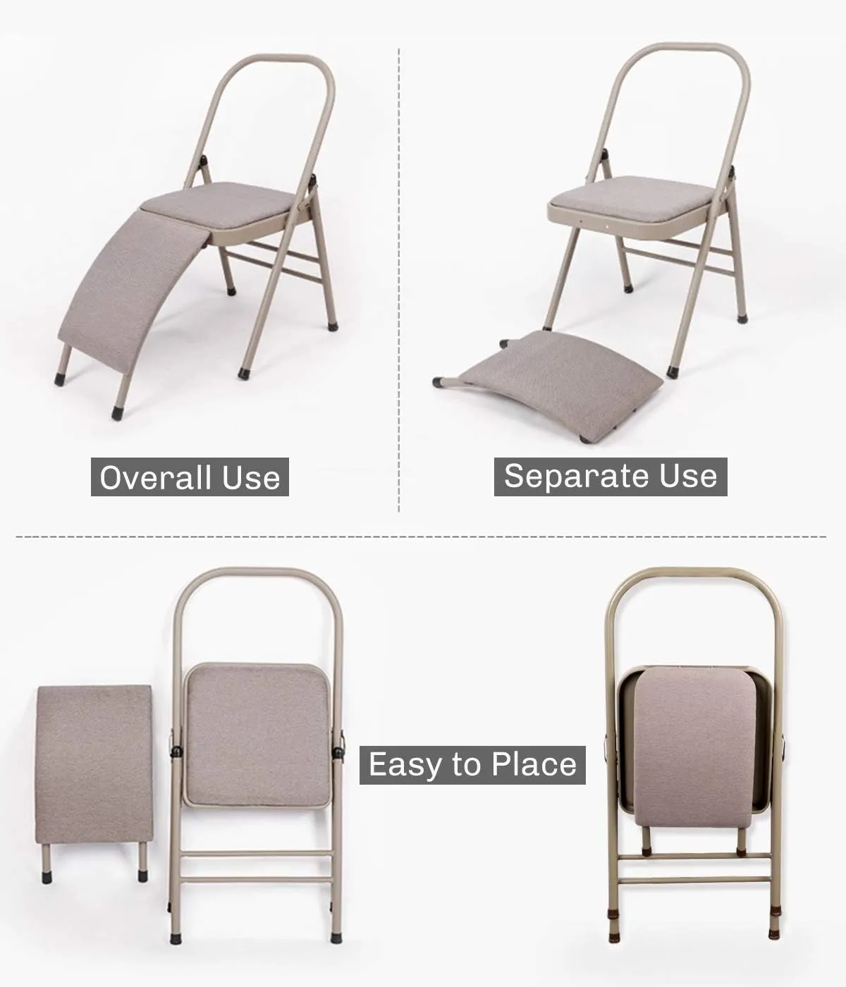 Yoga Auxiliary Chair with Detachable Lumbar Back Support