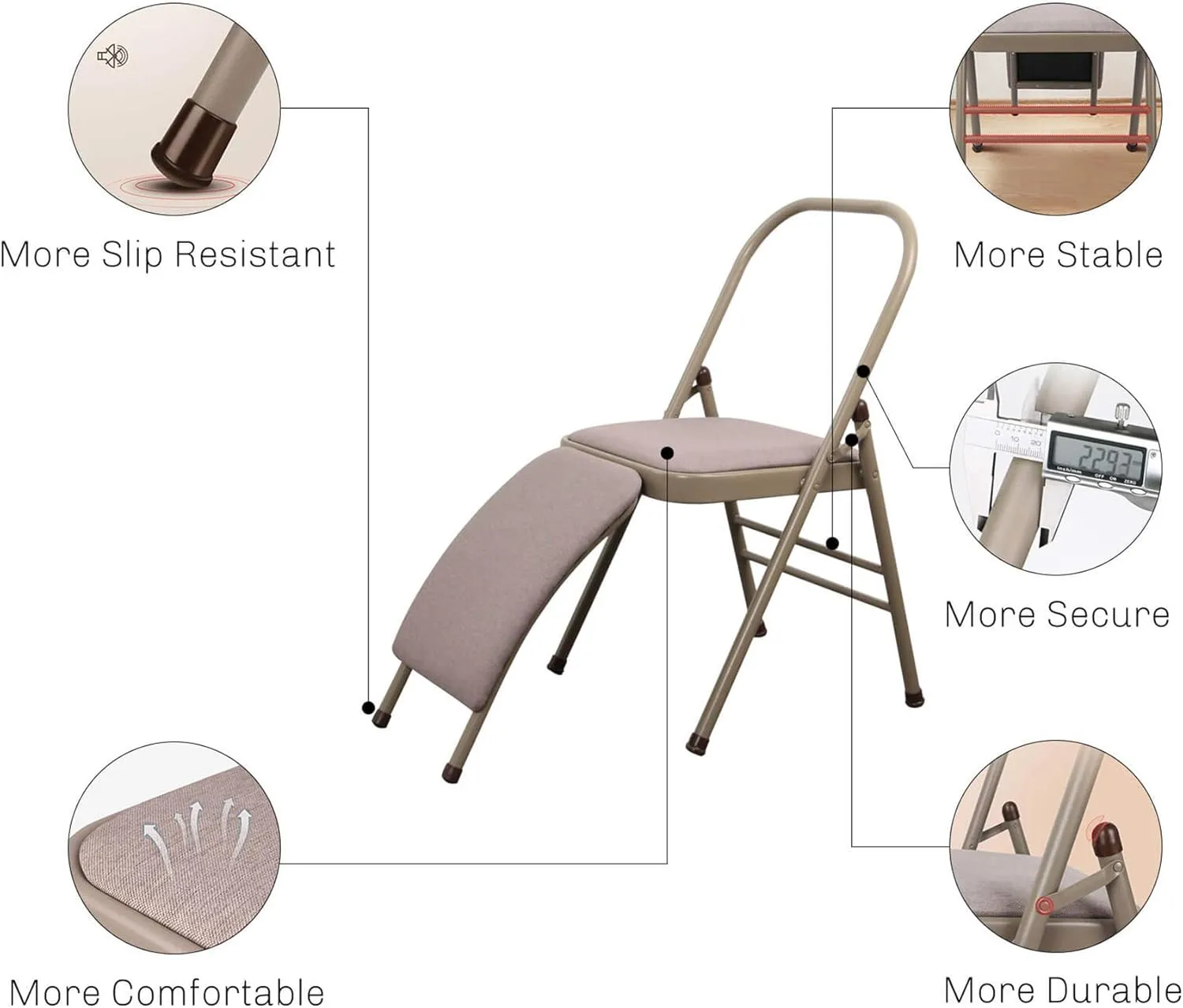 Yoga Auxiliary Chair with Detachable Lumbar Back Support