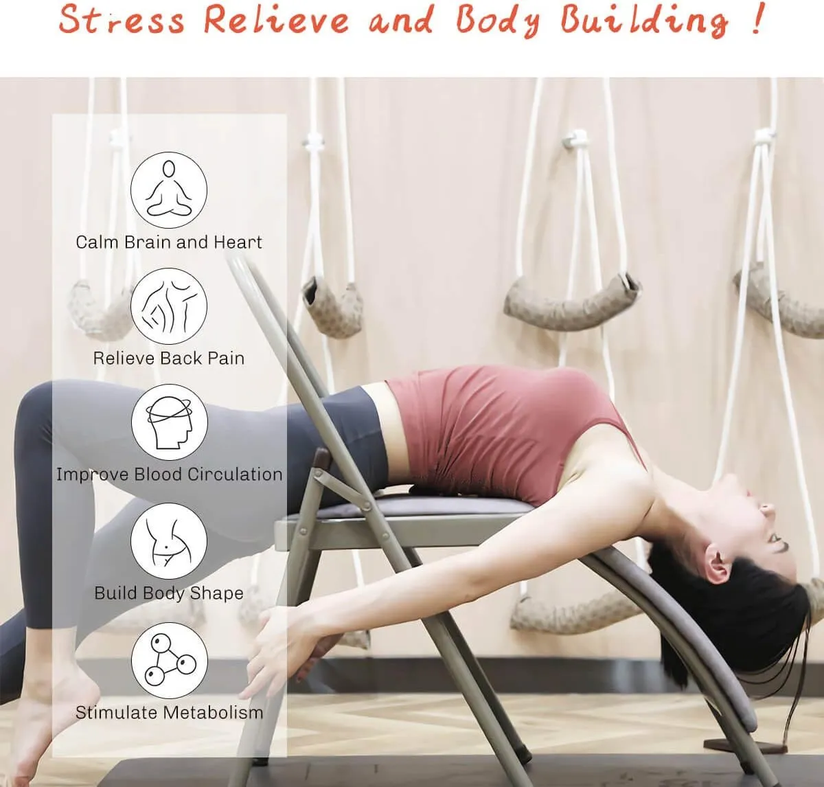 Yoga Auxiliary Chair with Detachable Lumbar Back Support
