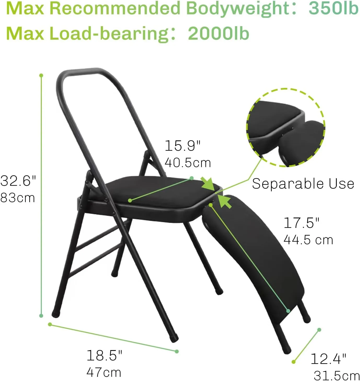 Yoga Auxiliary Chair with Detachable Lumbar Back Support