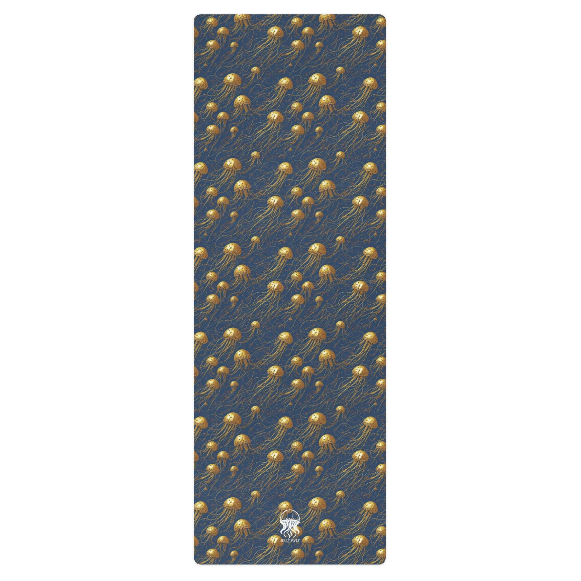 Yoga mat - Blue and Gold Jellyfishes