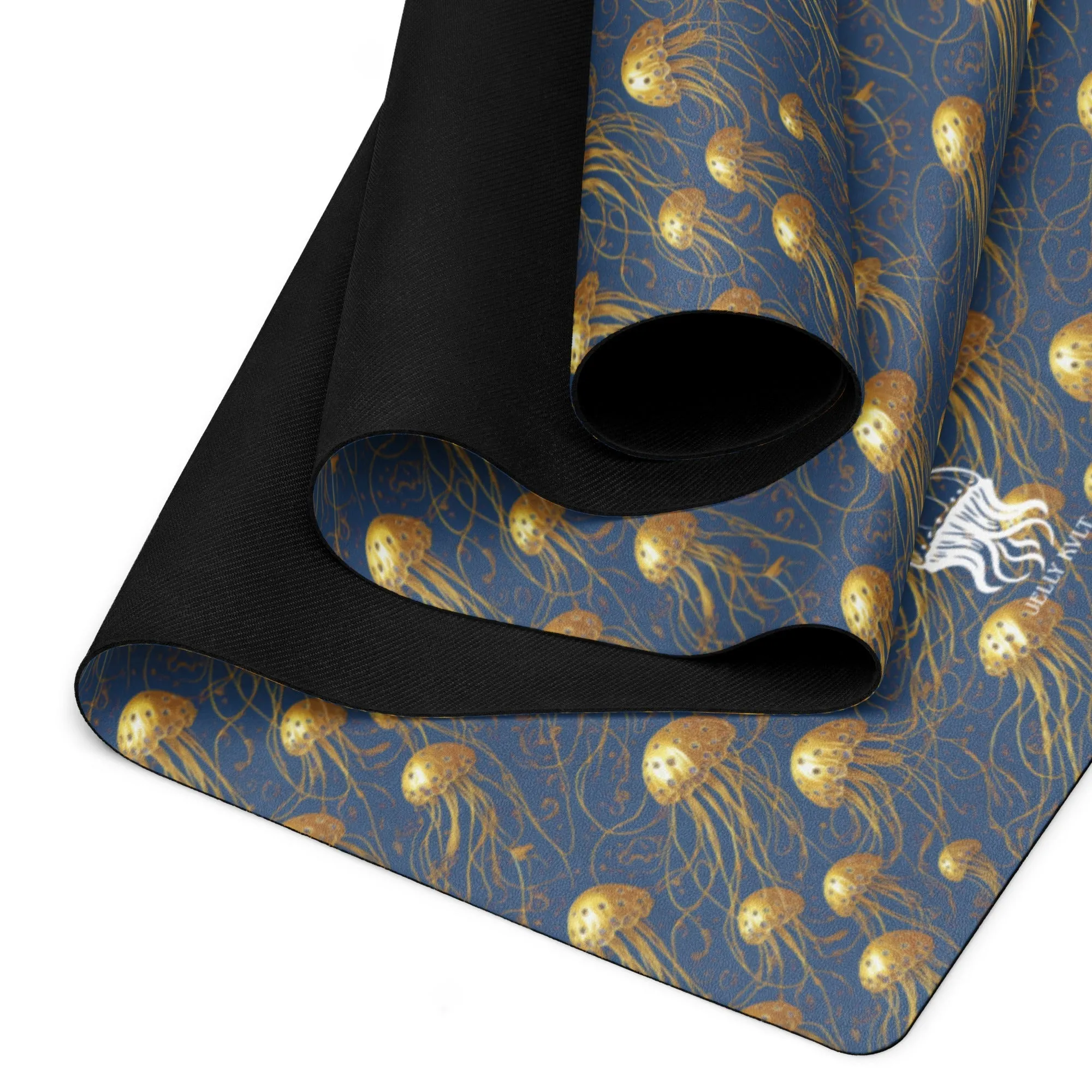 Yoga mat - Blue and Gold Jellyfishes