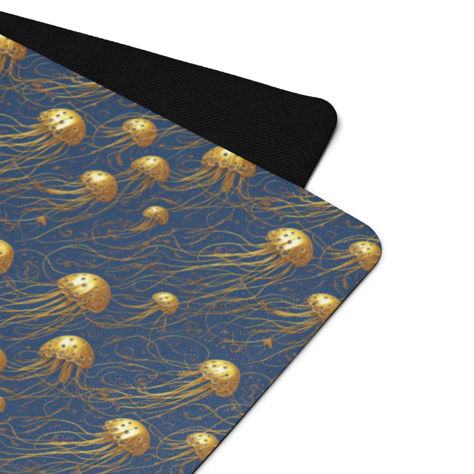 Yoga mat - Blue and Gold Jellyfishes