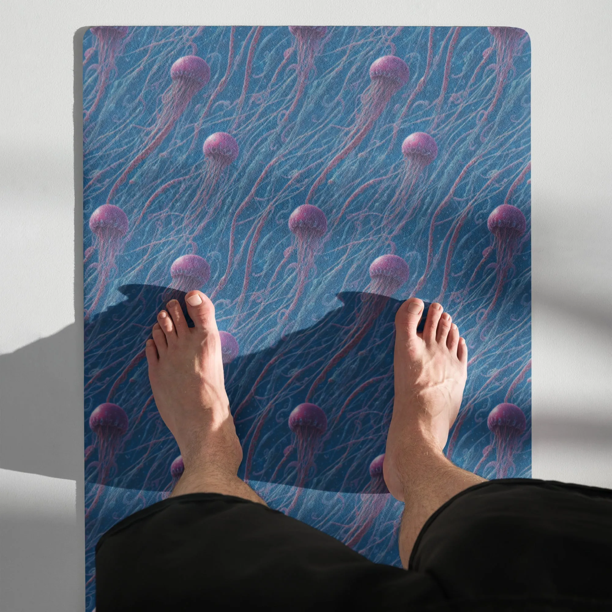 Yoga mat - Blue and Violet Jellyfishes