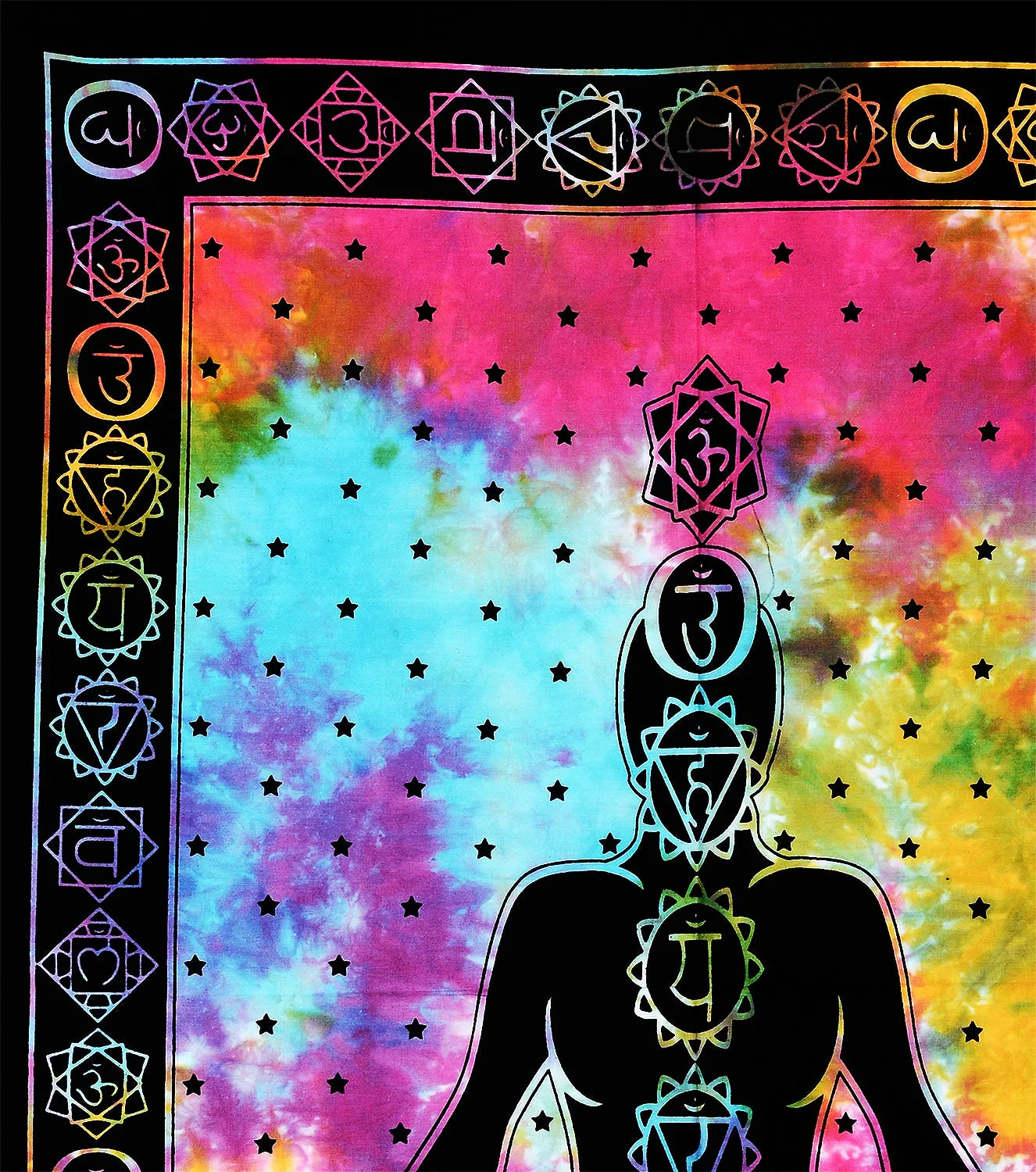 Yoga Meditation Seven Chakra Tie Dye Hippie Cotton Tapestry